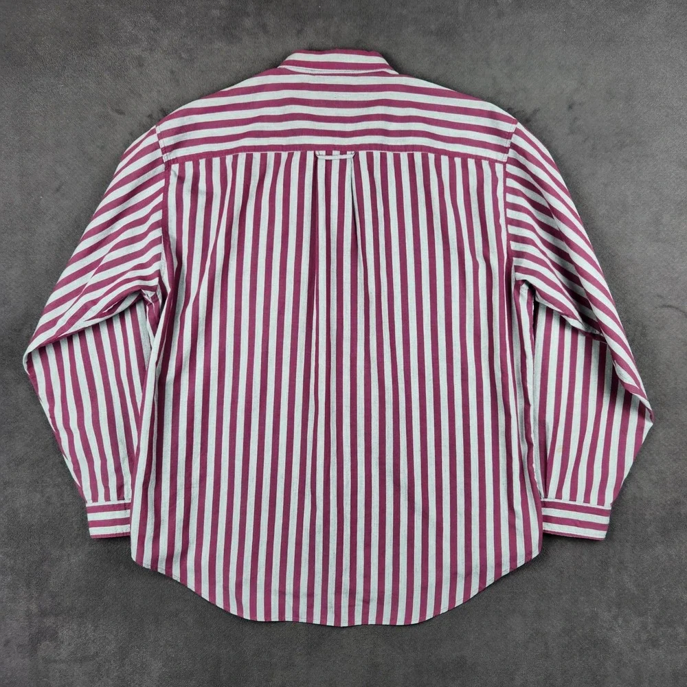 Vintage‎ Levis Silver Label Shirt Mens XL Burgundy Gray Striped Button Up Big E